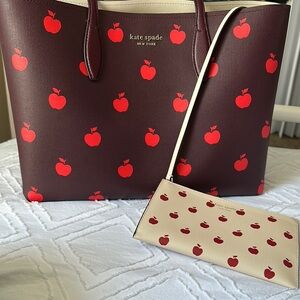 Kate Spade Brown and Red Apple Tote Bag